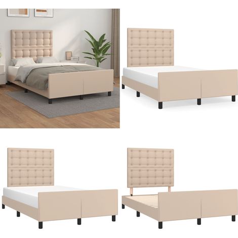 Cadre de lit sans matelas cappuccino 120x200 cm similicuir - Cadre De Lit - Lit Double - Tête De Lit - Similicuir - Meuble De Chambre - Home & Living (1/5)