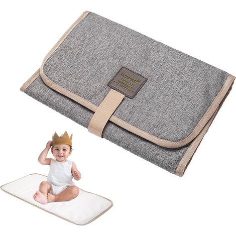 Faltbare Wickelauflage – 1 Stück – Polyester – Wasserdicht und komfortabel – Für Reisen und Outdoor-Aktivitäten – Grau, 31 x 21 cm (1/5)