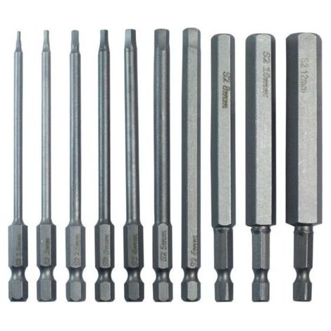 10-teiliges Sechskantbohrer- und Schraubendreherbit-Set mit magnetischem Schnellverschlussgriff für die einfache Installation in 100-mm-Elektrowerkzeugen. MUMU