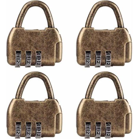 Lot de 4 mini cadenas à combinaison rétro pour journal intime, bagages, cadenas à code vintage (1/5)