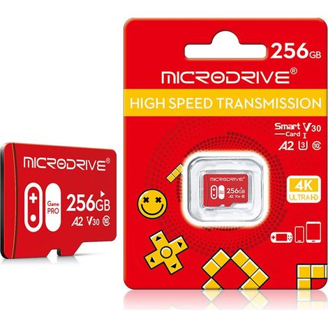 Carte micro 256Go- Convient aux caméras de surveillance, aux enregistreurs de conduite, aux téléphones portables et aux tablettes