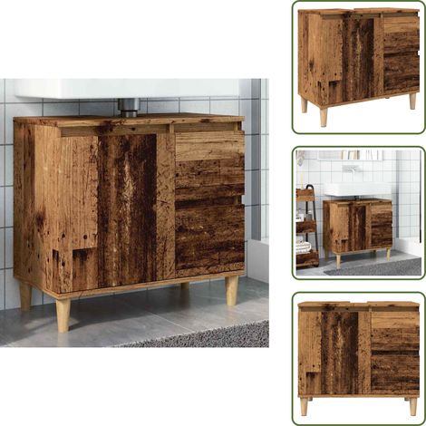 Almacenamiento de baño - vidaXL Armario de lavabo baño madera ingeniería envejecida 65x33x60 cm - Mueble de madera