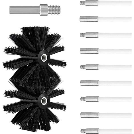 Kit de Ramonage, Diameter 120mm, Cheminee Outil Nettoyage de Cheminé Brosses Kit Comprenant 9 tiges 410 mm et 2 têtes de Brosse 120 mm de Diamètre (1/5)