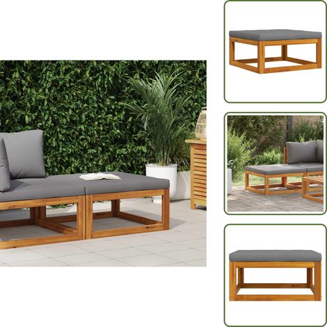 Cuscino da seduta - vidaXL Poggiapiedi con Cuscino Grigio Scuro in Massello d'Acacia - Salotto da giardino