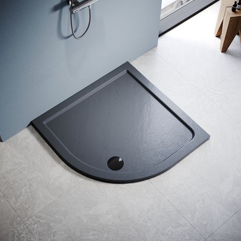 ELEGANT Anti-Slip Quadrant Slate Effect Shower Tray Gray with Free Waste 900 x 900 x 40 mm (1/5)