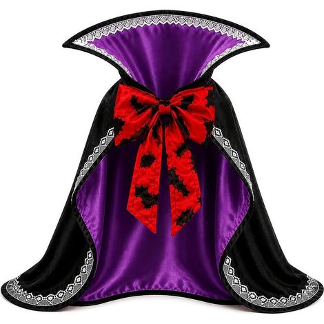 Cape de vampire d'Halloween pour chiens et chats, nœud papillon chauve-souris, costume ajustable pour animaux de compagnie, taille M (1/5)
