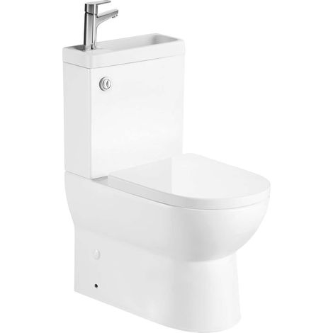 Aqualine Jalta Hygie - Inodoro con lavamanos integrado, Rimless, con desagüe vario, blanco PB103H (1/5)