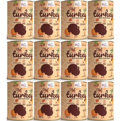 Comida h煤meda para perros SYTA MICHA pavo con verduras junior 12x400g (1/4)