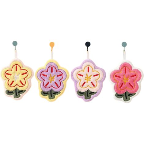 Set di 4 graziosi asciugamani con motivo floreale - Adatti per cucina e bagno - Da appendere - Asciugatura rapida e assorbenti - Inodori - Strofinacci (4 pezzi, 25 x 25 cm)