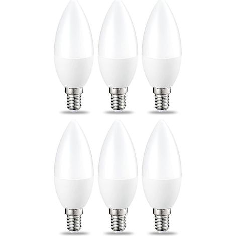 Lot de 6 petites ampoules LED en forme de flamme, culot à vis Edison E14, 5 W (équivalent 40 W), blanc chaud, non dimmables-AquaForge (1/3)