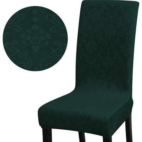 Housse de chaise, velours épais gaufré, VERT BOUTEILLE