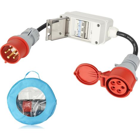 400V Adaptateur CEE Fiche 32A vers Coupleur 16A 5 Broches pour Chargeur EV avec Disjoncteur Surcharge (1/5)