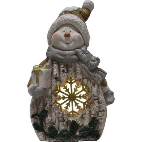 Light Up Snowman Snowflake Figurine (Xmas LED Festive Ornament Decoration) (1/4)