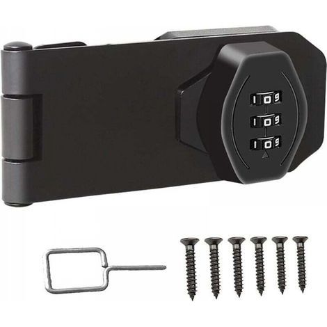 Serrure à combinaison - Serrure à combinaison à 3 chiffres - Serrure coulissante de sécurité pour petites portes, armoires, porte coulissante, salle de bain - Noir - 4 po - Anti-effraction (1/5)