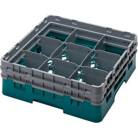 Casiers de lavage - 9 compartiments verres - Haut max 13.3 cm - 50 x 50 x 18.4 cm - Lot de 4 - Cambro
