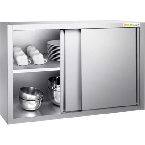 Placard mural inox 1200x400 mm - Hauteur 1000 mm avec portes coulissantes PREMIUM - GOLDINOX (1/4)