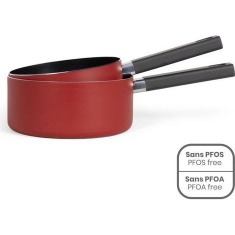 Set di 2 casseruole - LIVOO - MEP154R - Antiaderente senza PFOA né PFOS - Manico in silicone - Per tutti i piani cottura incluso induzione (1/5)