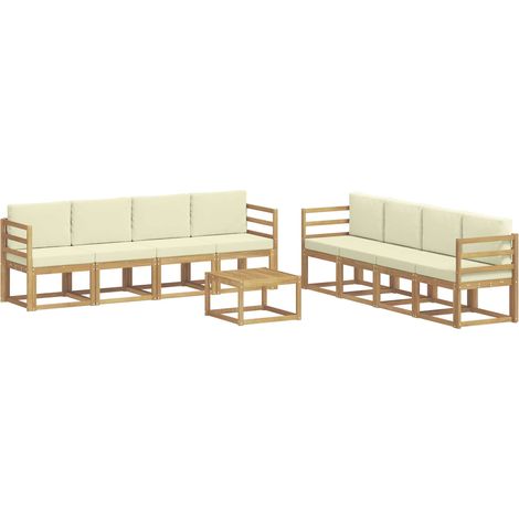 Outdoor Sofa Set with Cushion 9 pcs White and Cream vidaXL (1/5)
