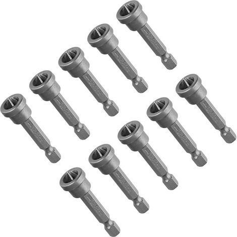 Ensemble de 10 embouts de tournevis magnétiques à tige hexagonale PH2 de 50 mm pour le positionnement des plaques de plâtre