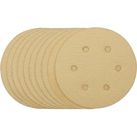 Gold Sanding Discs with Hook & Loop, 150mm, 120 Grit (Pack of 10) (64025) (1/2)