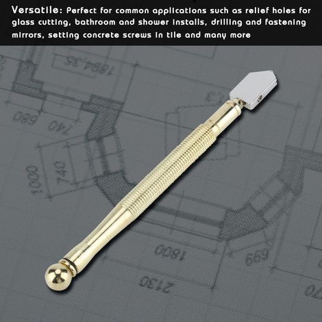 Coupe-verre droit Supercutter RT-208B, manche métallique, pour découpe de carreaux, miroirs et vitres, outil professionnel de précision. (1/5)