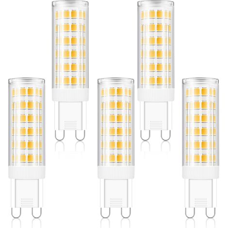 Ampoules LED G9 7W, blanc chaud 3000K, 700 lumens, AC 220-240V, ampoules à économie d'énergie, paquet de 5.