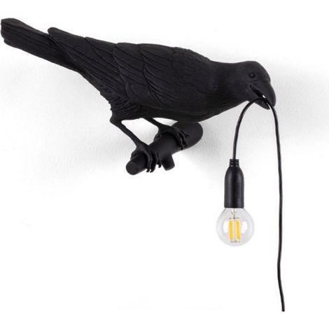 Applique Murale Corbeau - Lampe Décorative En Résine Avec Ampoule LED Intégrée - Pour Intérieur Et Extérieur - 1 Pièce (1/5)