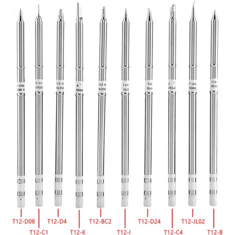 Confezione da 10 punte di ricambio per saldatore serie T12 per stazione saldante FX-951-Crezuo