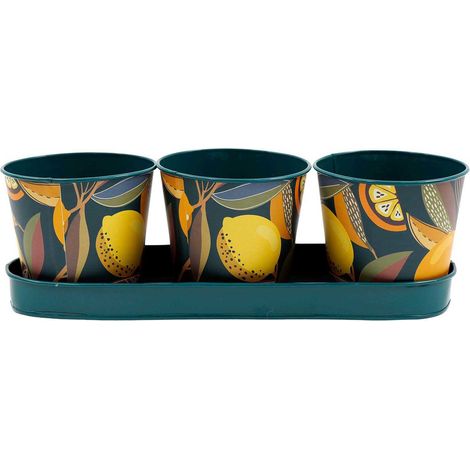 Set de 3 cache-pots en métal Citrus