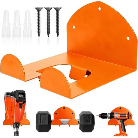 Support mural pour débroussailleuses, support de porte, porte débroussailleuse mural, crochet mural orange pour travaux de taille et de bordure, outils de jardinage électriques et garages. (1/5)