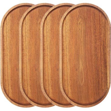 Lot de 4 Plateaux de Service ovales en Bois de 30 x 14 cm pour Dessert, collation, Pain, Fruits, apéritifs (1/5)