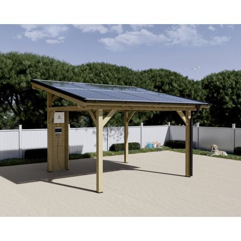 Tettoia Carport THT con impianto Fotovoltaico Wattoit 4kW Monofalda 375X463