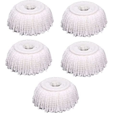Lot de 5 têtes de balai à franges de rechange en microfibre, universelles pour balai à franges magiques à 360 °, forme ronde, taille standard (1/4)