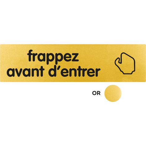 Plaque de porte Frappez avant d'entrer - Classique or 170x45mm - 4490687