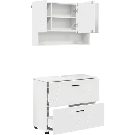 Maison Exclusive - Ensemble de mobilier de salle de bain avec tiroir 2 pcs Blanc (1/5)