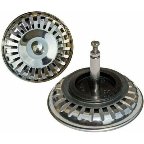 Universeller 7,6 cm (Ø80 mm) Korbsieb-Abfluss, geeignet für Spülbecken mit versetzter Steuerung, aus Edelstahl. (1/5)