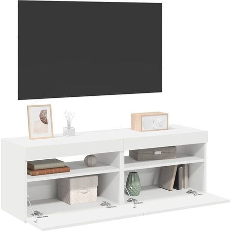 vidaXL Muebles de TV con luces LED 2 uds blanco 60x35x40 cm (1/5)