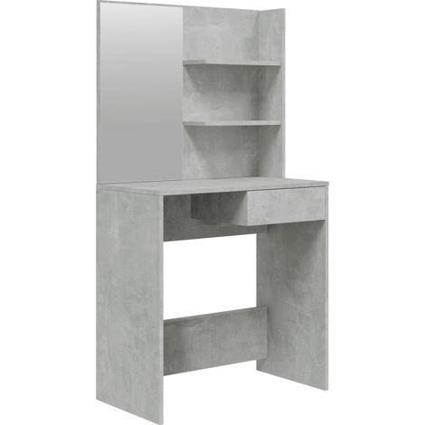 Coiffeuse avec miroir Gris béton 74,5x40x141 cm