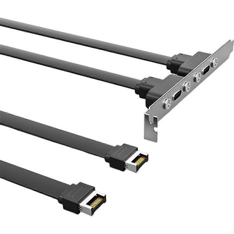Câble plat court USB 3.1 19 broches/Type-E vers Type-C, façade PCI, 10 Gbit/s, longueur A, 80 cm. (1/5)