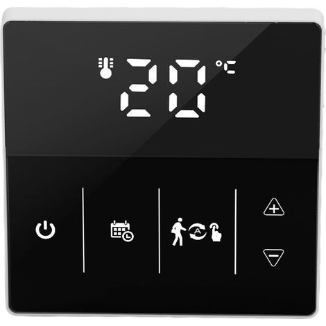 WLAN-Thermostat mit digitalem Display, Touchscreen und Sprachsteuerung per Smartphone-App für 90–240 V, Schwarz (1/5)