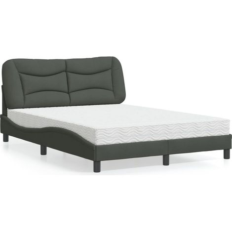 Bett mit Matratze "Hvar" Dunkelgrau 140x190 cm Stoff
