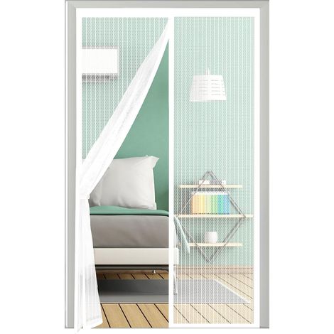 Moustiquaire magnétique 120x210cm, porte-fenêtre blanche sans perçage, idéale pour balcon, cave, terrasse. (1/5)