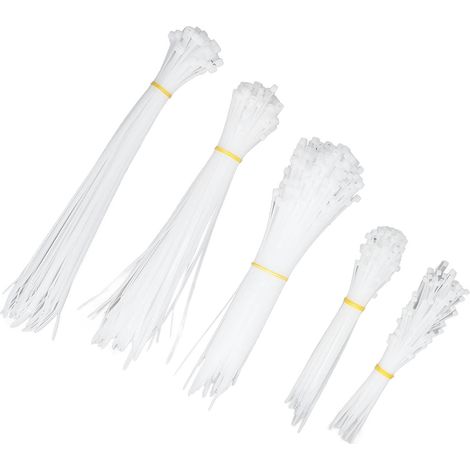 Lot de 550 attaches de câble en nylon auto-bloquantes, assortiment de serre-câbles électriques pour intérieur et extérieur, blanc (1/5)