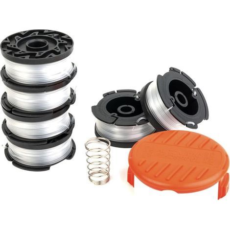 Fil Coupe pour Coupes-Bordures Compatible avec Black et Decker AF-100, Bobine de Rechange, 6 Bobines de Remplacement avec 1 Couvercle de Bobine et 1 Ressort (1/5)