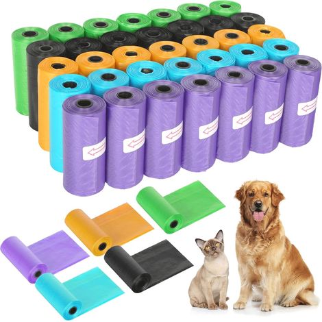 525 Pièces Sac a Crottes Chien, 30x22cm Sac a Caca pour Chien, Solides et Anti-fuite Dog Poop Bags, Portable Sac Dejection Canine pour Intérieurs et Extérieurs, 5 Couleurs (1/5)
