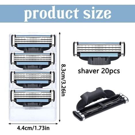 Recharges de lames de rasoir Mach 3, 20 Pièces Lames de Rasoir Mach 3, Hommes Lame De Rasoir Mach 3, Mach 3 Recharges de Lames de Rasoir, Compatibles avec Rasoir Mach 3, pour Tous Types de Barbes