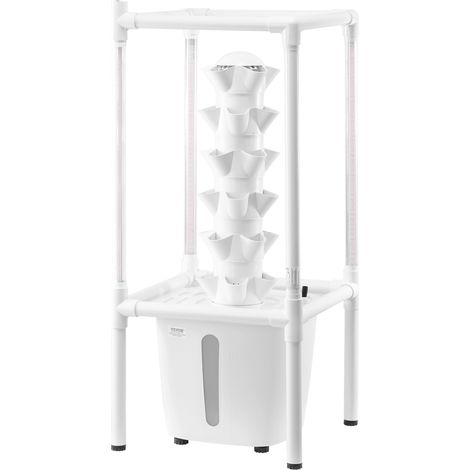 VEVOR Sistema di Coltivazione Idroponica, 30 Baccelli Verticali a 6 Livelli, Torre Idroponica Mobile con Pompa dellAcqua e luce, Germinazione Interna, per Erbe Aromatiche Frutta Verdura