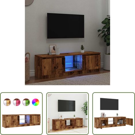 LED-Leuchten - TV-Schrank mit LED-Leuchten Altholz-Optik 120x30x36 cm (1/5)
