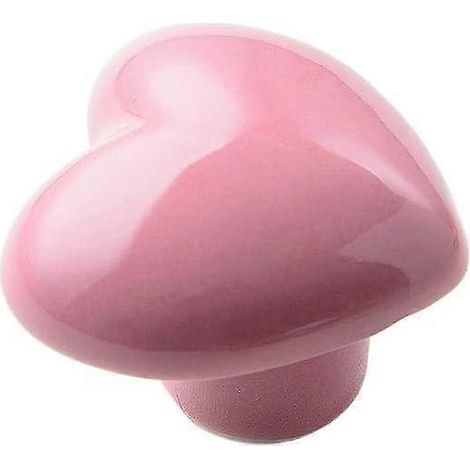 10 stuks deurklinken, keramische kastgrepen met cartoonmotief, gekleurde hartvormige ladehandgrepen (kleur: roze, afmetingen: 40 x 36 x 31 mm) (1/4)