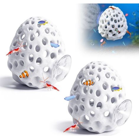 2 Pièces Grotte Crevettes Aquarium, 7 8cm Cachette Crevettes, Maison pour Crevettes avec Ventouses, Tunnel Aquarium Cachette, Décoration Aquarium Grotte pour Petits Poissons,Guppys (Blanc) (1/4)